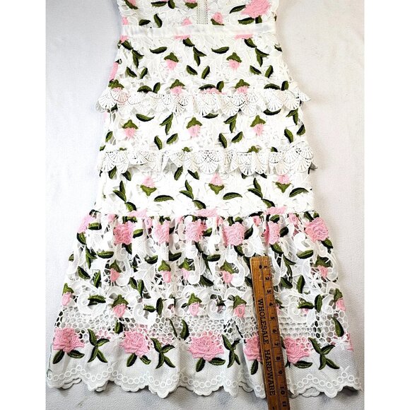 Just Me Womens Exquisite Floral Lace Midi Dress - Size M - Picture 8 of 13